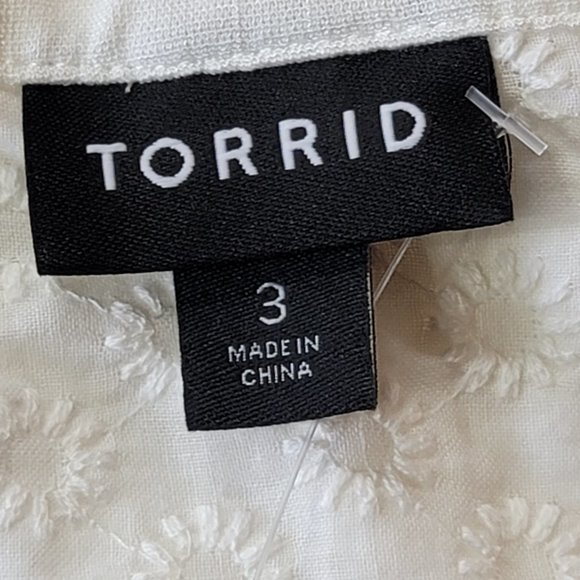 Torrid 3 Flutter Sleeve Peasant Blouse - White 3X 22 24 - Picture 9 of 9